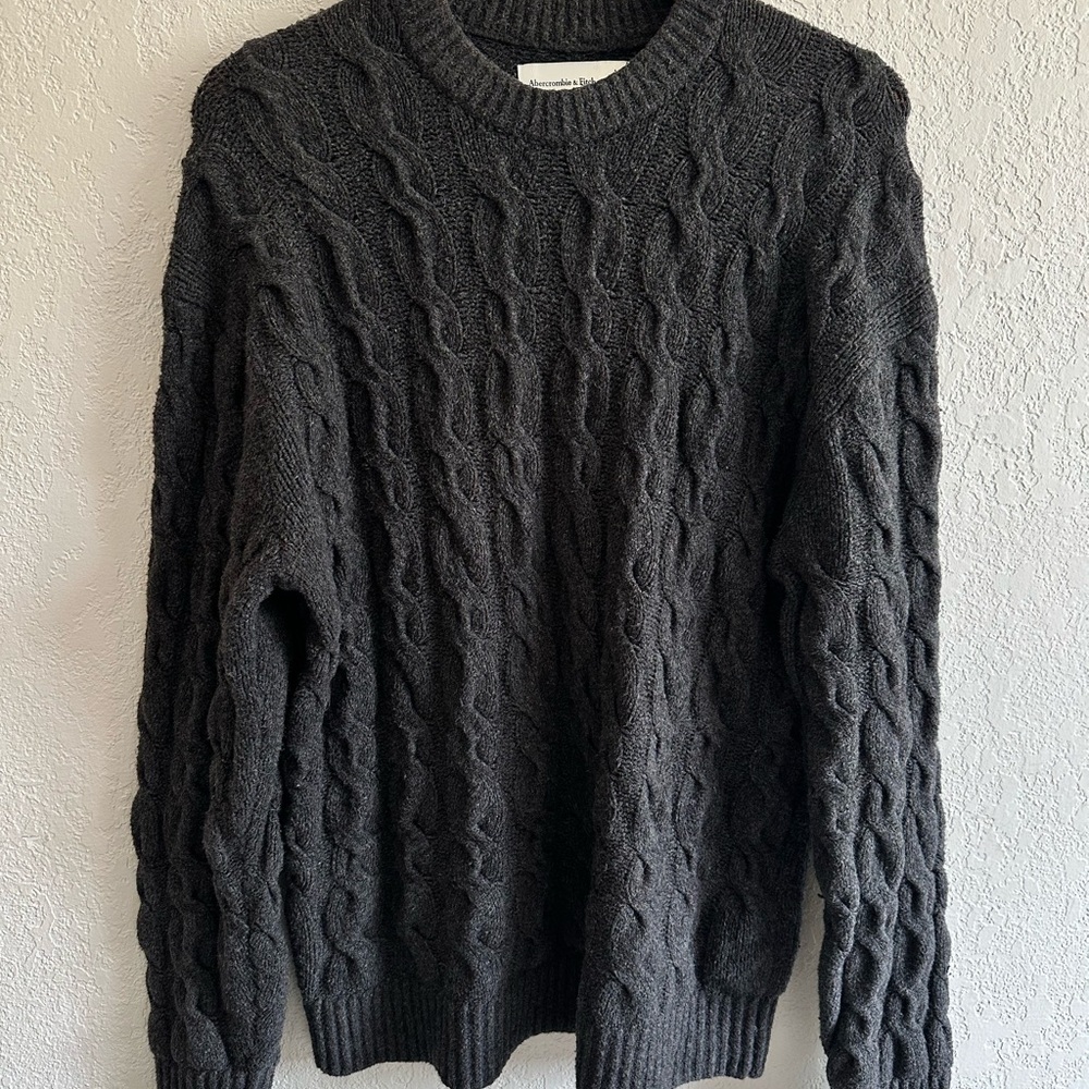 Abercrombie & Fitch Dark Gray Cable Knit Sweater